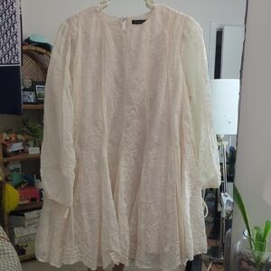 Elegant Cream Long Sleeve Dress